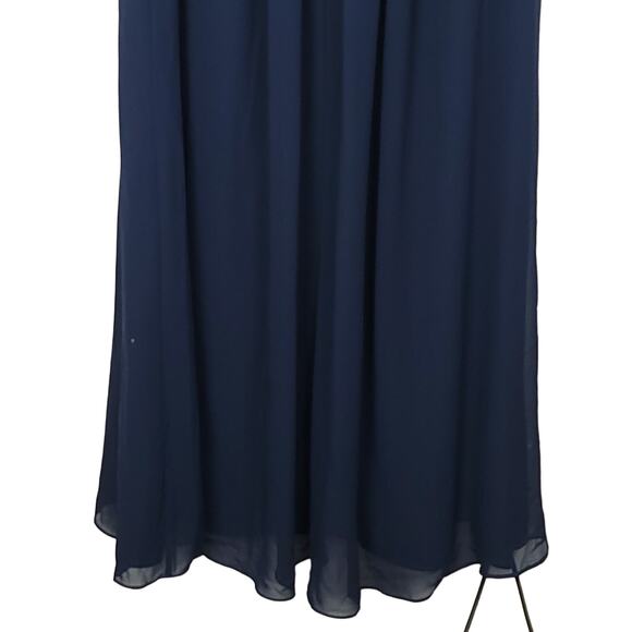 Bill Levkoff Pleated Sweetheart Halter Chiffon Bridesmaid Navy Dress, Size 10 - Picture 7 of 11